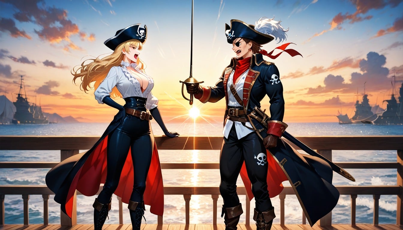 Evening, Sexy Lady On The Right, Elbow Length Gloves Hentai AI Porn