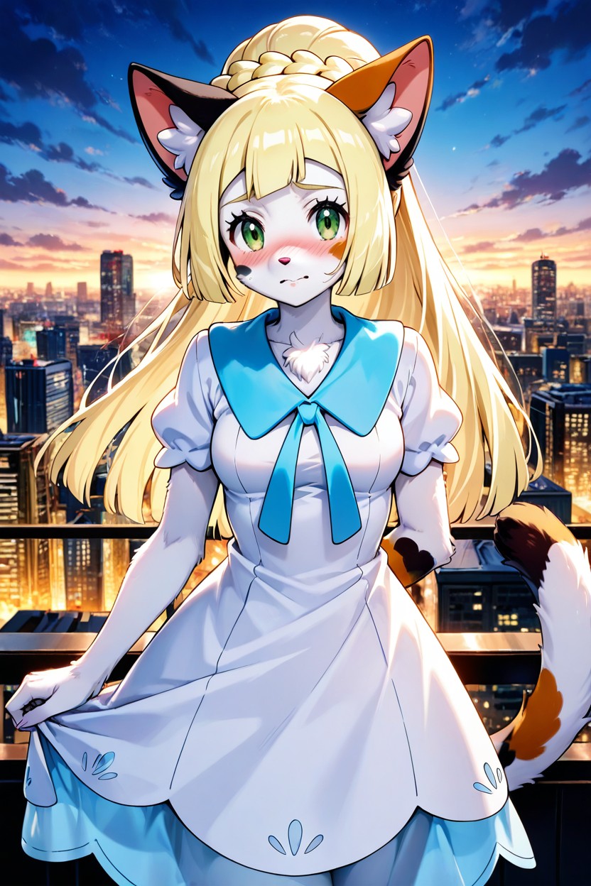Catgirl, Anthro Catgirl, Fluffy Skin AI Porn