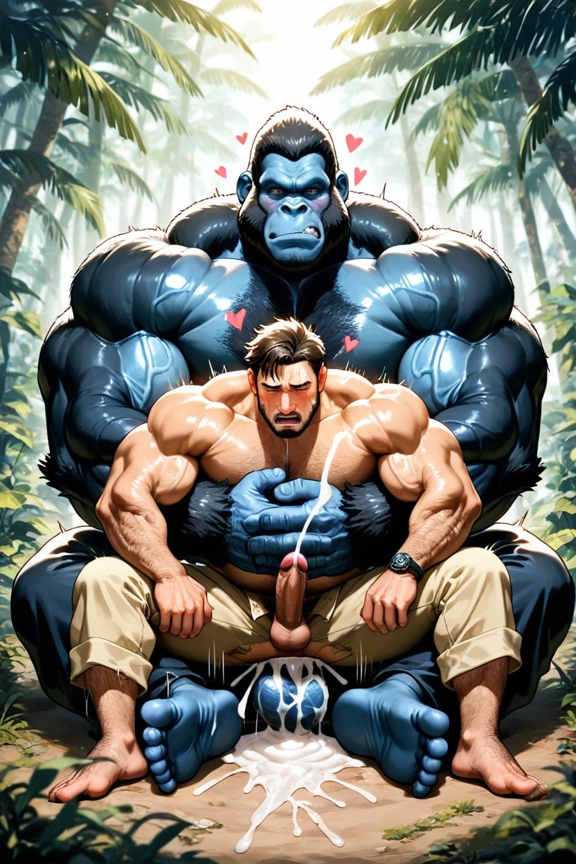 Bigger Than Man, Man Sitting On Lap Of, Motion Lines AI Gay Porn