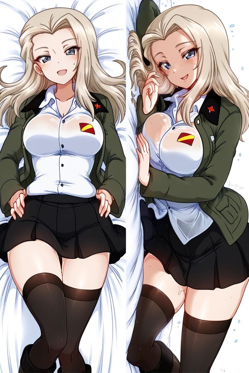Side View, Blush, White Button Shirt Top Hentai AI Porn