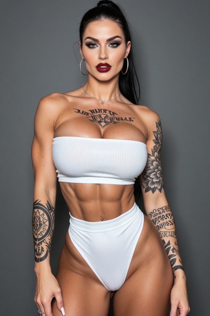 Full Sleeve Tattoo, Neck Tattoo, Crop Top AI Porn