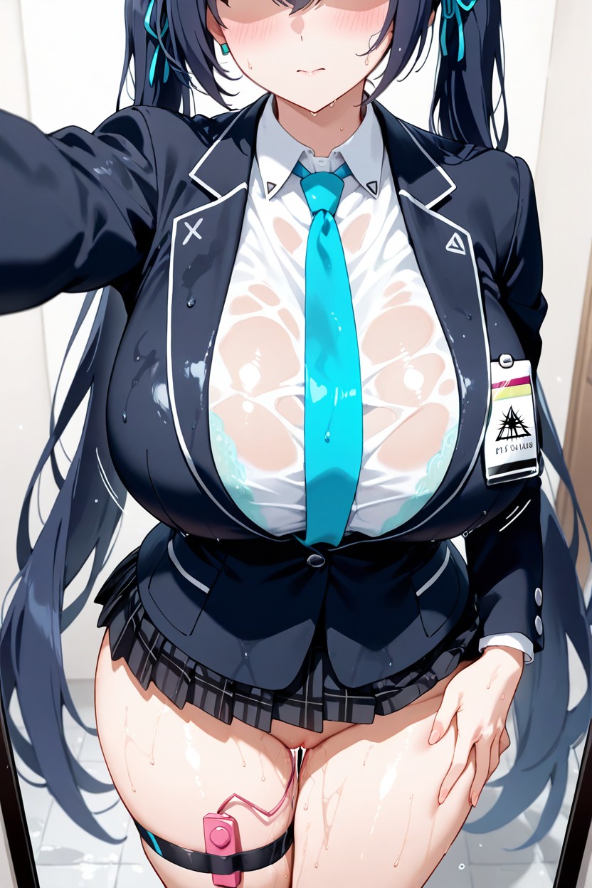 Hand Press On Thighs, Massive Breasts, Standing Up Straight Hentai AI Porn
