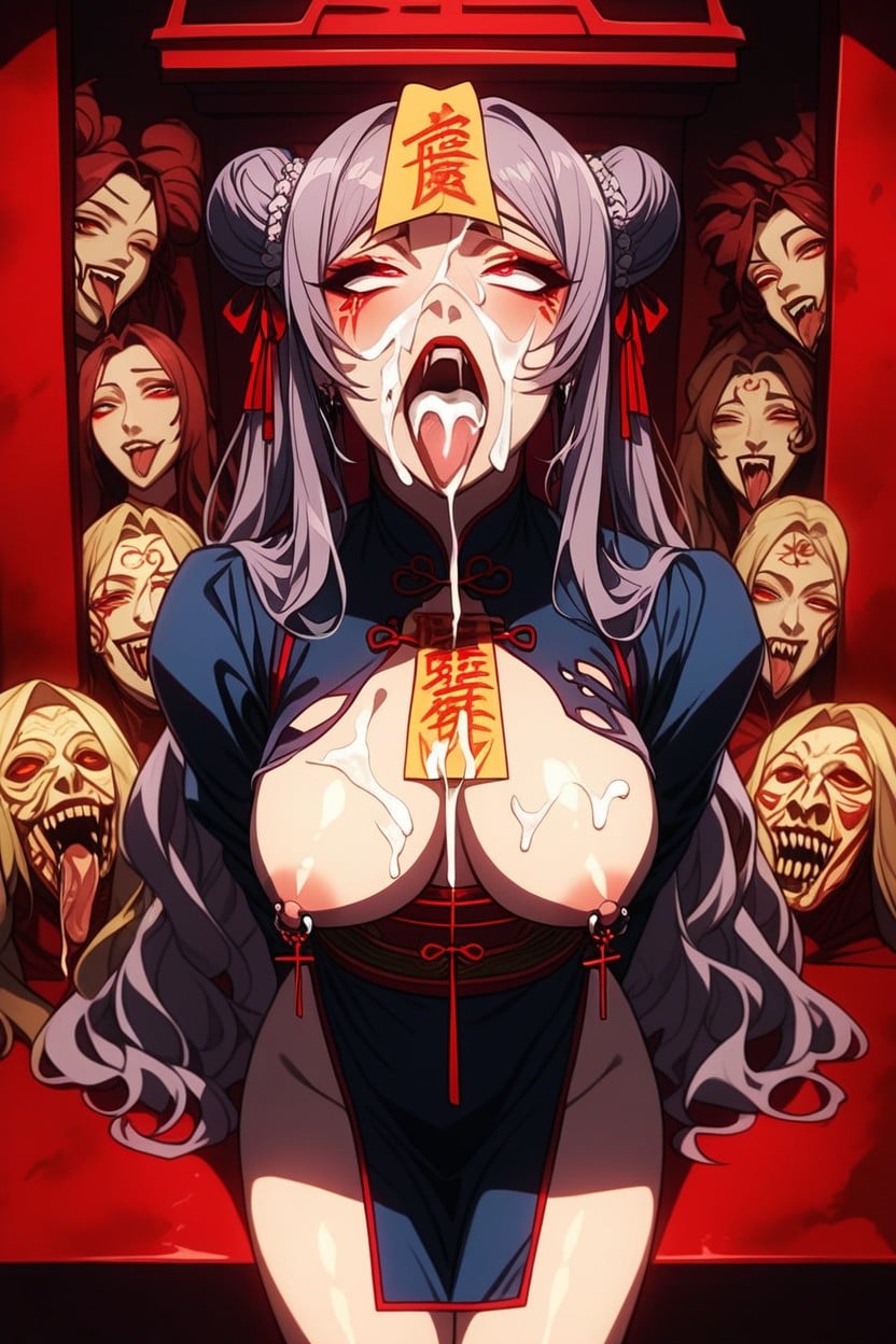 Red Lanterns, Arms Behind Back, Chinese-style Coffin Hentai AI Porn