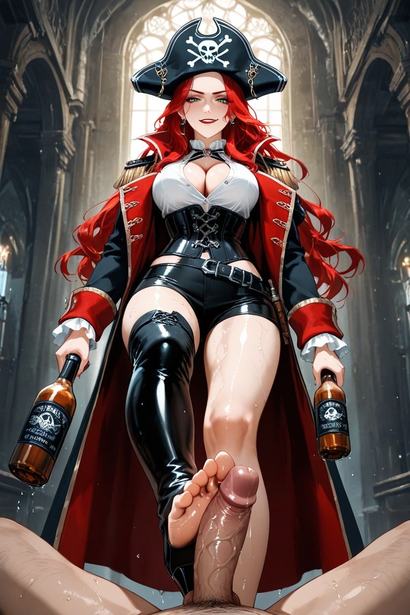 Wet And Sweaty Skin Highly Detailed, Long Wavy Dark Red Hair, 25+ Hentai AI Porn