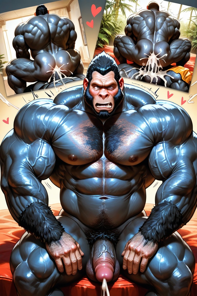 Gorilla, Hearts, Motion Lines AI Gay Porn