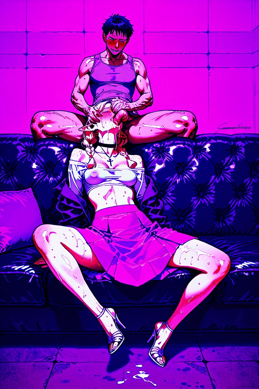 Black Couch, +, Lots Of Freckles Of Face Hentai AI Porn
