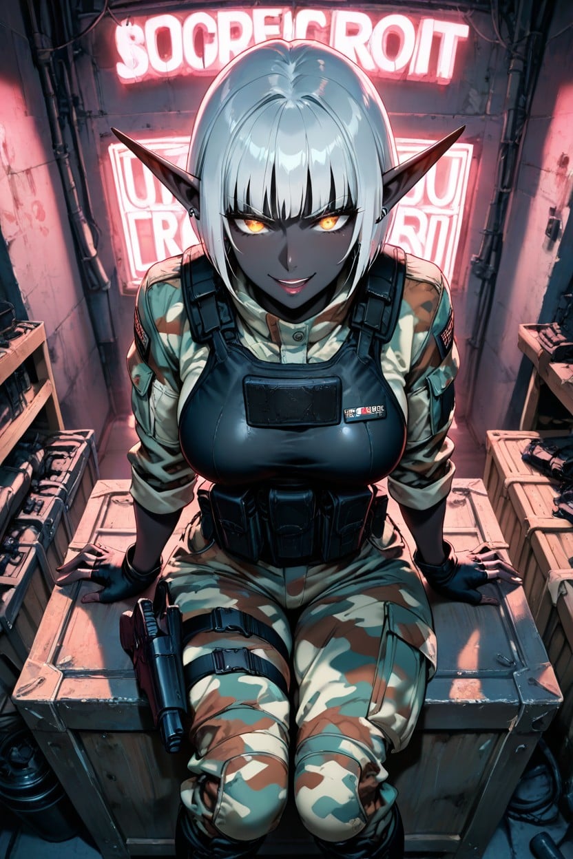 Holding M Rifle In Both Hands, Afternoon, Perfect Fingers Hentai AI Porn