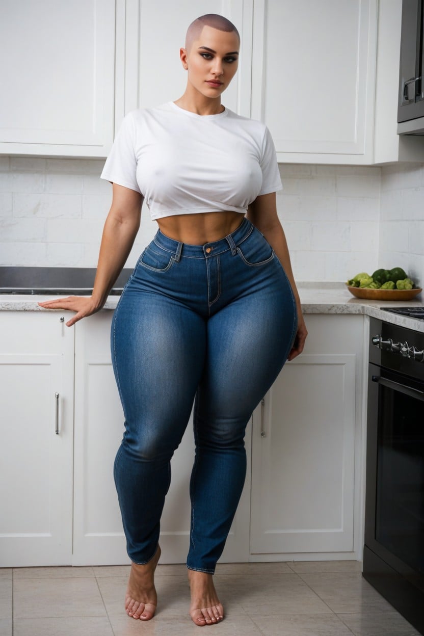 Feet In Frame, Massive Thick Thighs, Thick Hips AI Porn
