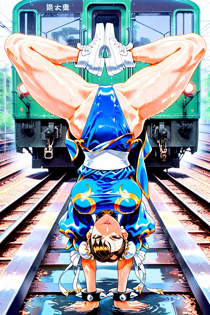 Woman, Train Rails, Visible Legs Hentai AI Porn