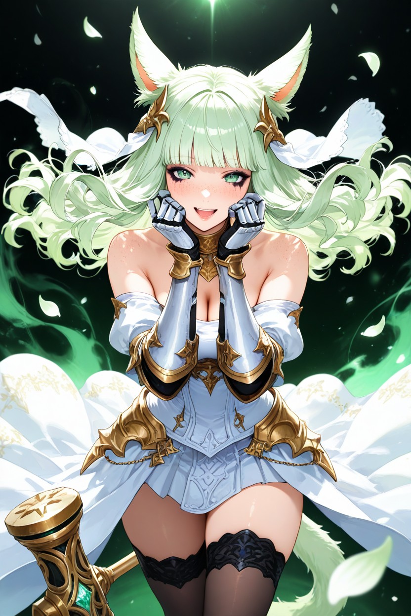 Holding Hammer Upwards In One Hands, Perfect Eye, Long Messy Hair Hentai AI Porn