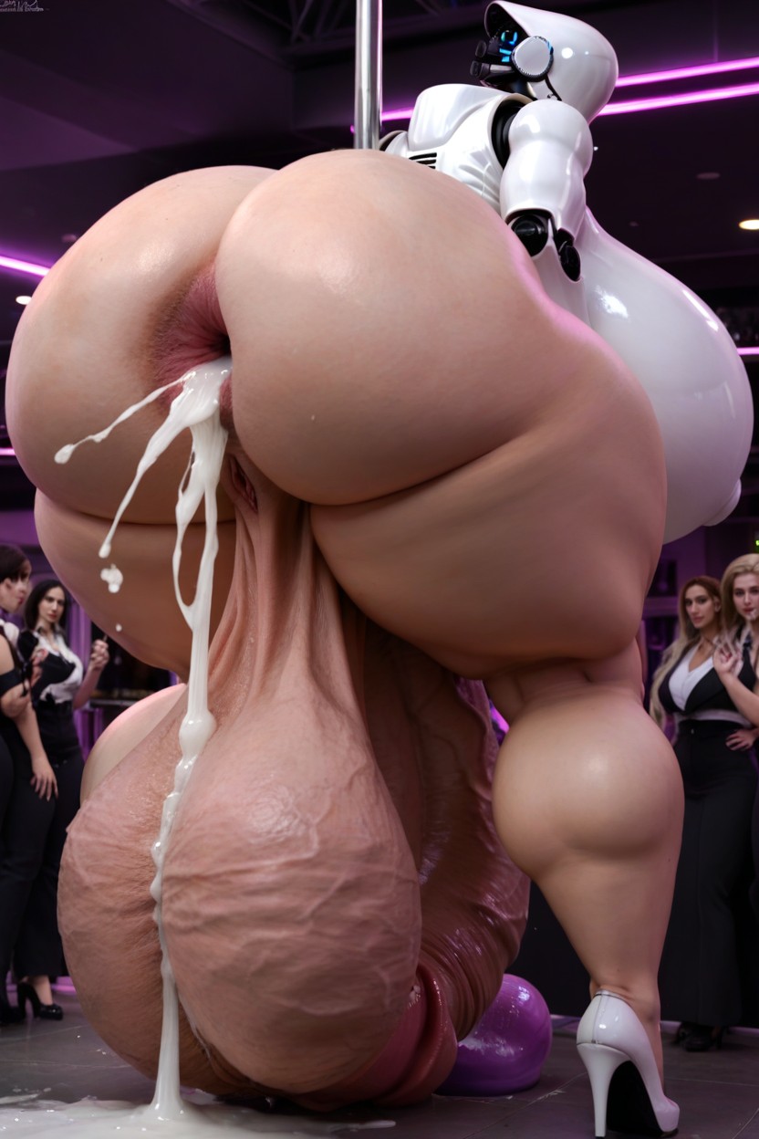 Grabbing Pole, Cock Longer Than Body, Gigantic Massive Futanari Hyper Cock Shemale AI Porn
