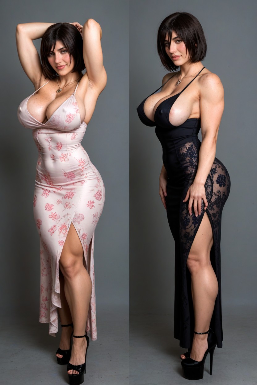 Side View, Dress Pulled Up, Platforming High Heels AI Porn