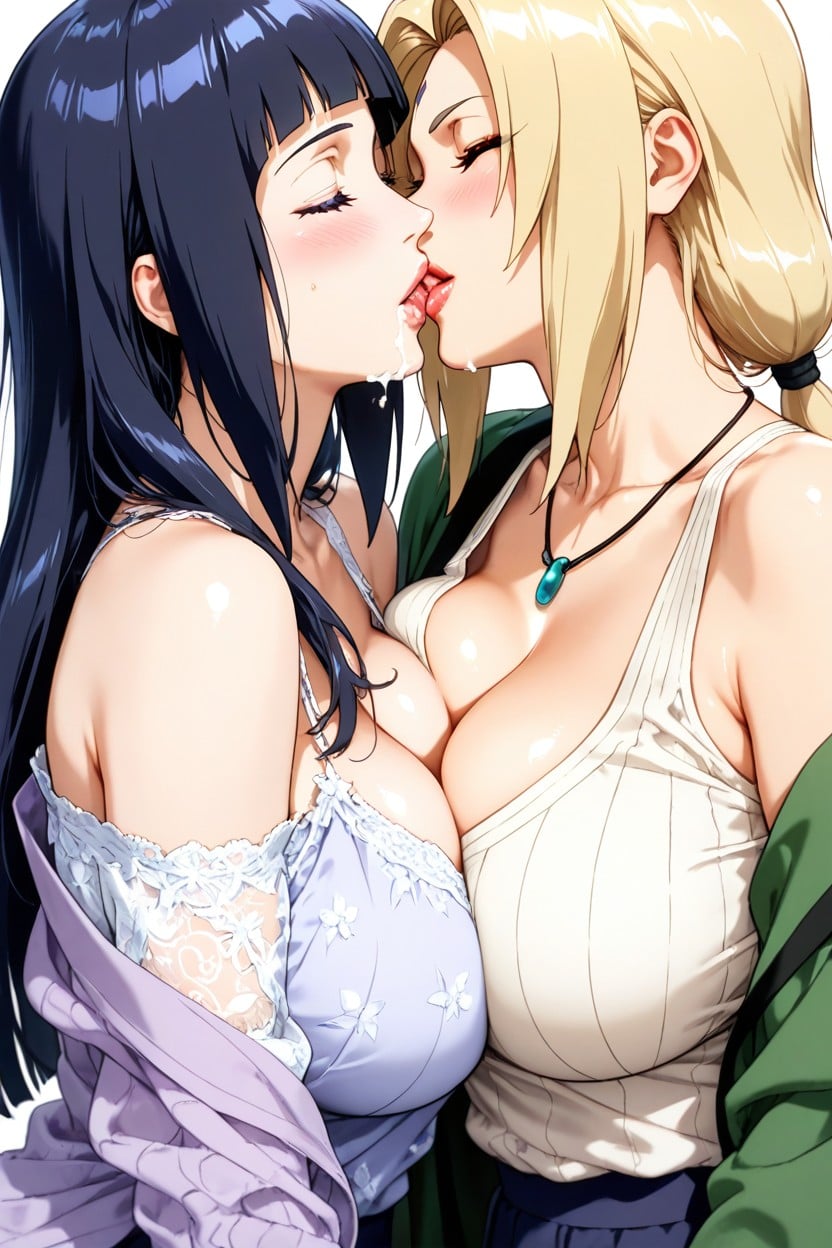 Lesbians, Two Women, Playfully Engaged In A Close Delicate Kiss Hentai AI Porn