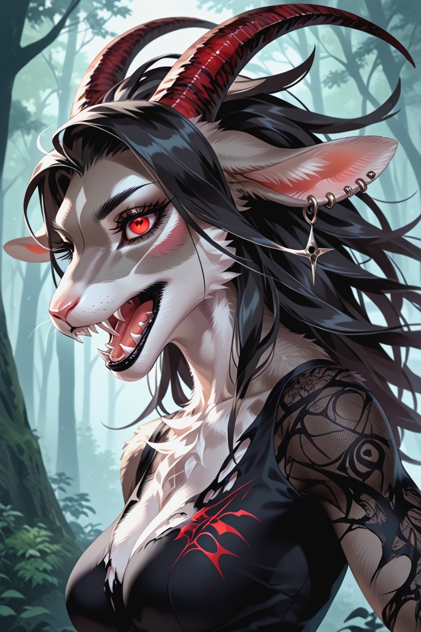 Torn Clothes, Highly Detailed, Scary Furry AI Porn