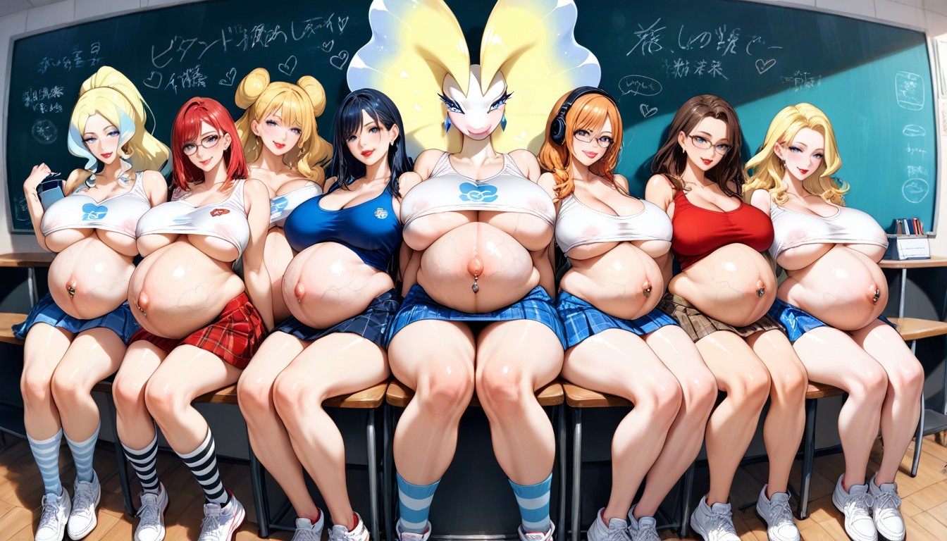Look At Viewer, Harem, Beautiful Face Hentai AI Porn