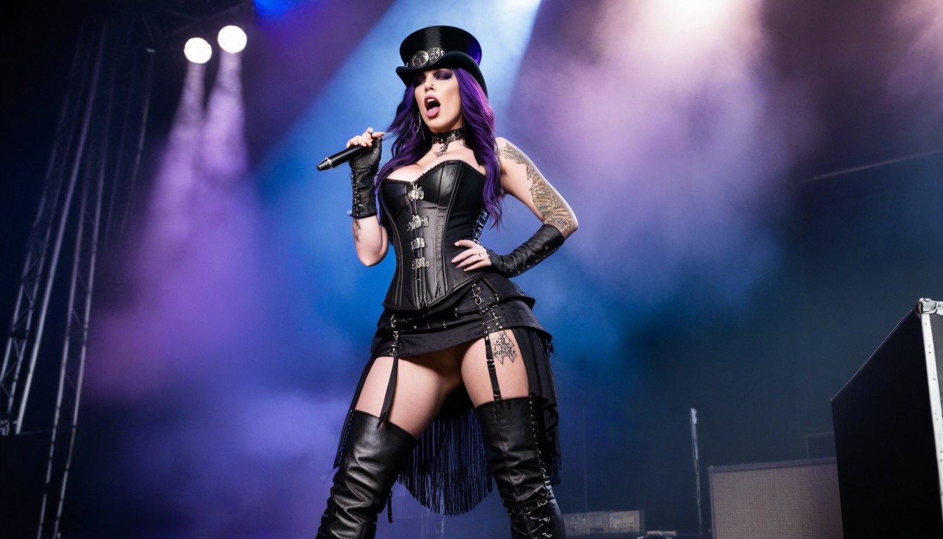 On Stage, Boots, Oval Face AI Porn