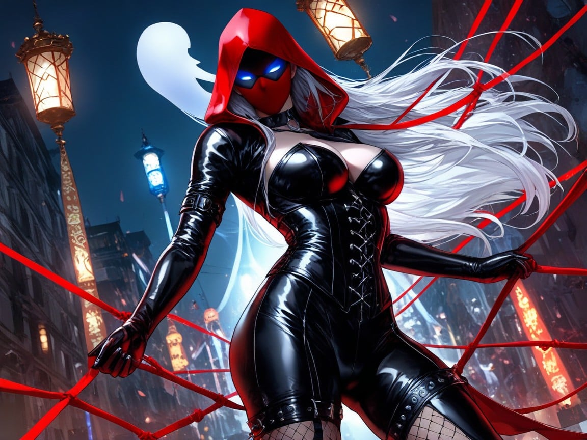 Evil Carnival Presenter, Superheroine, Black Leather Choker AI Porn