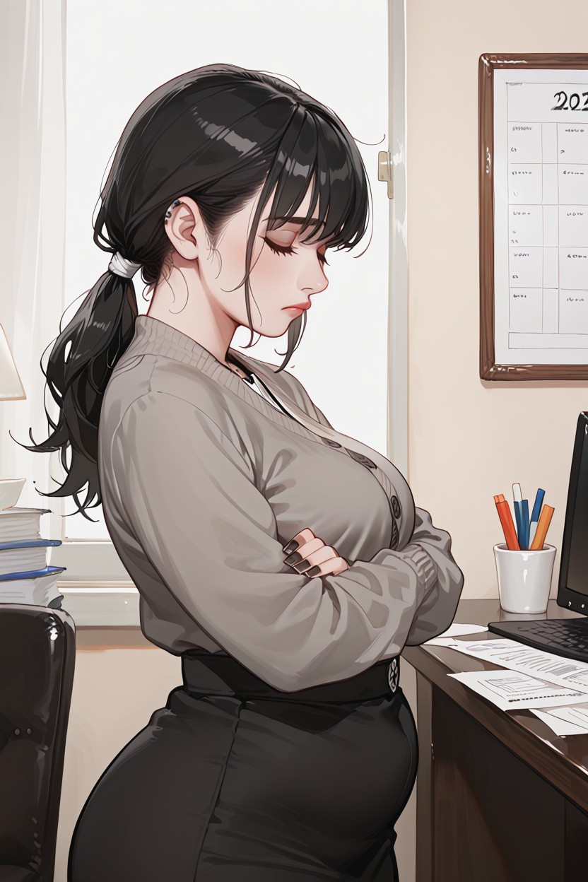 Sad, American Goth Woman, Moody Lighting Hentai AI Porn