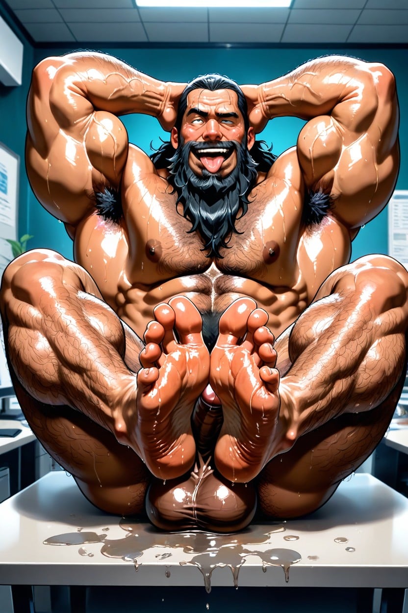 Hairy Balls, Sweaty, Erect Hard Cock AI Gay Porn