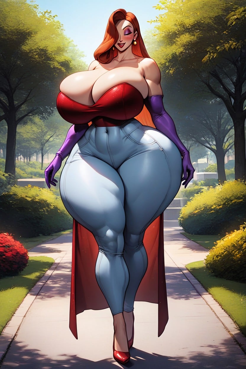 Dark Brown Hair And A Happy Expression, Voluptuous, Hig Heels Hentai AI Porn