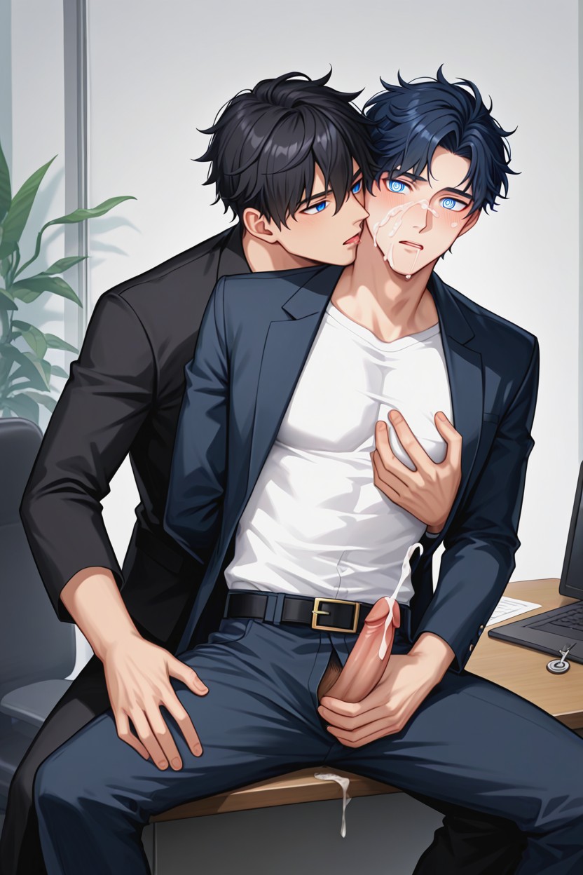 Groping From Behind, Groping, Pants Open To Reveal Black Underwear AI Gay Porn
