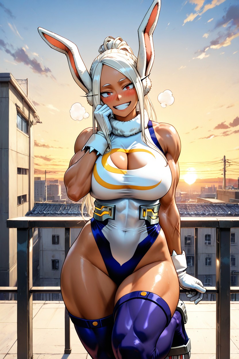 Mirko From My Hero Academia, Exposed Thighs, Touching Face Hentai AI Porn