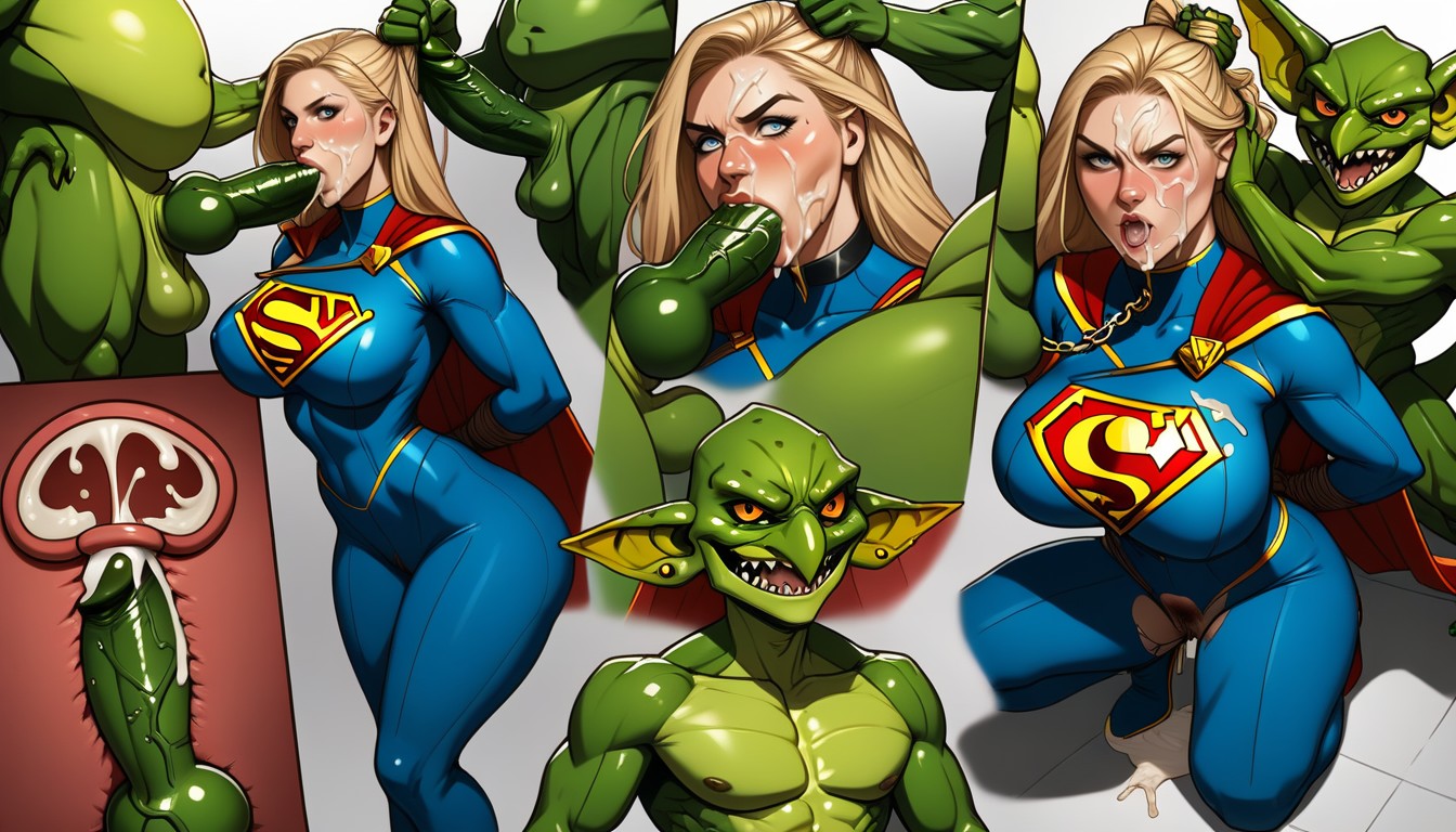 Gremlin Gangbang Blonde Woman, Surrounded By Half Size Gremlin, Multiple Gremlin AI Porn