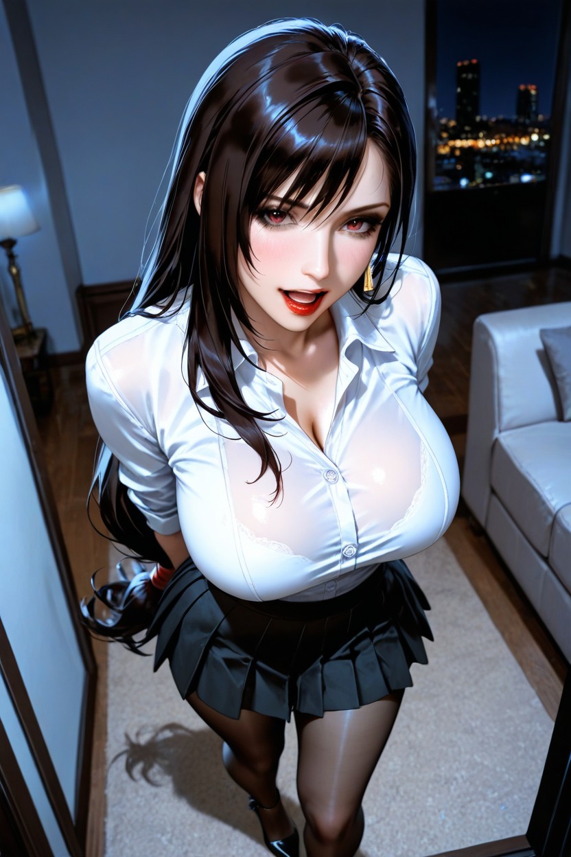 Curvy Body, Living Room, Tight Shirt Hentai AI Porn