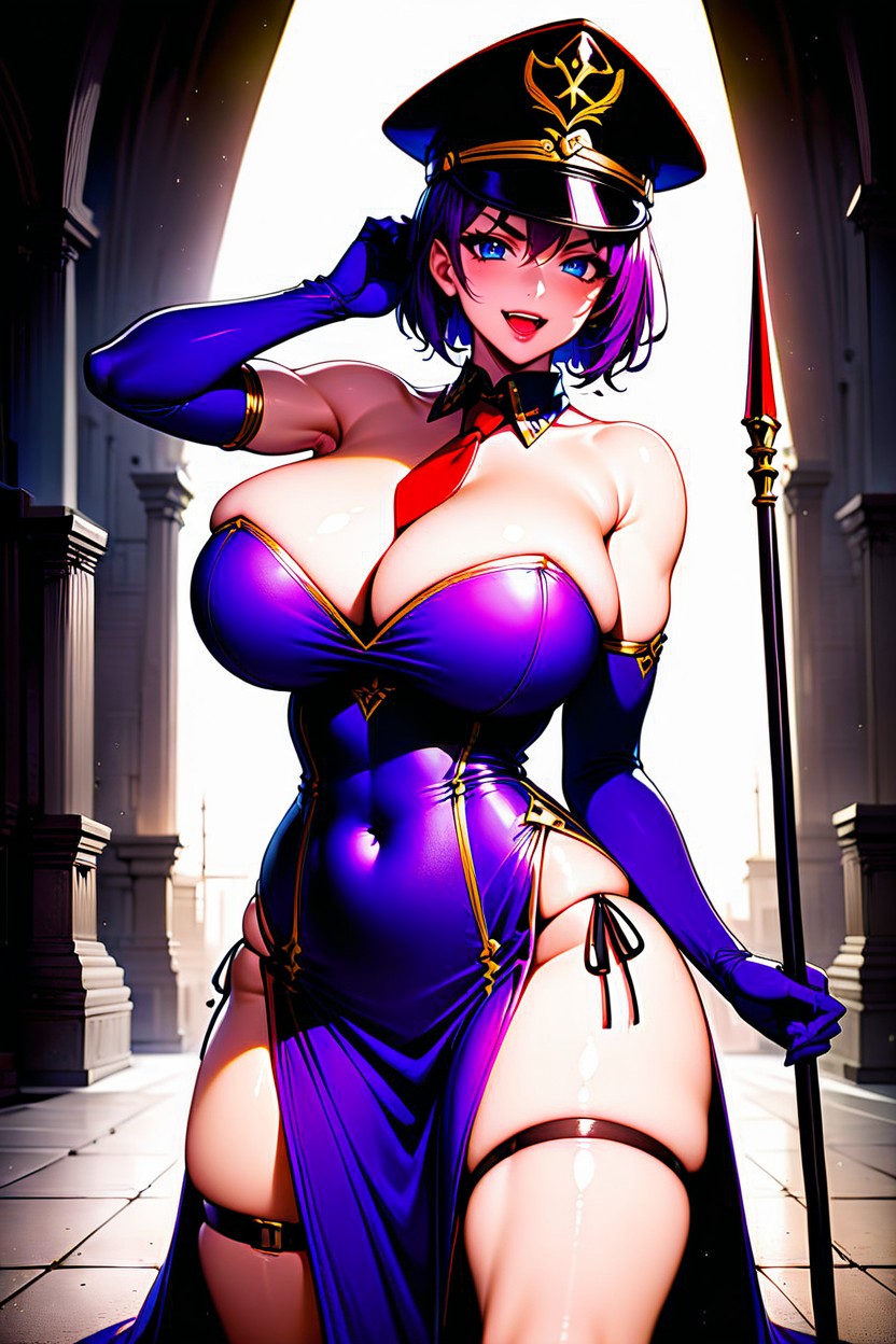 Short Length, Purple Hair, Very Short Hair AI Porn