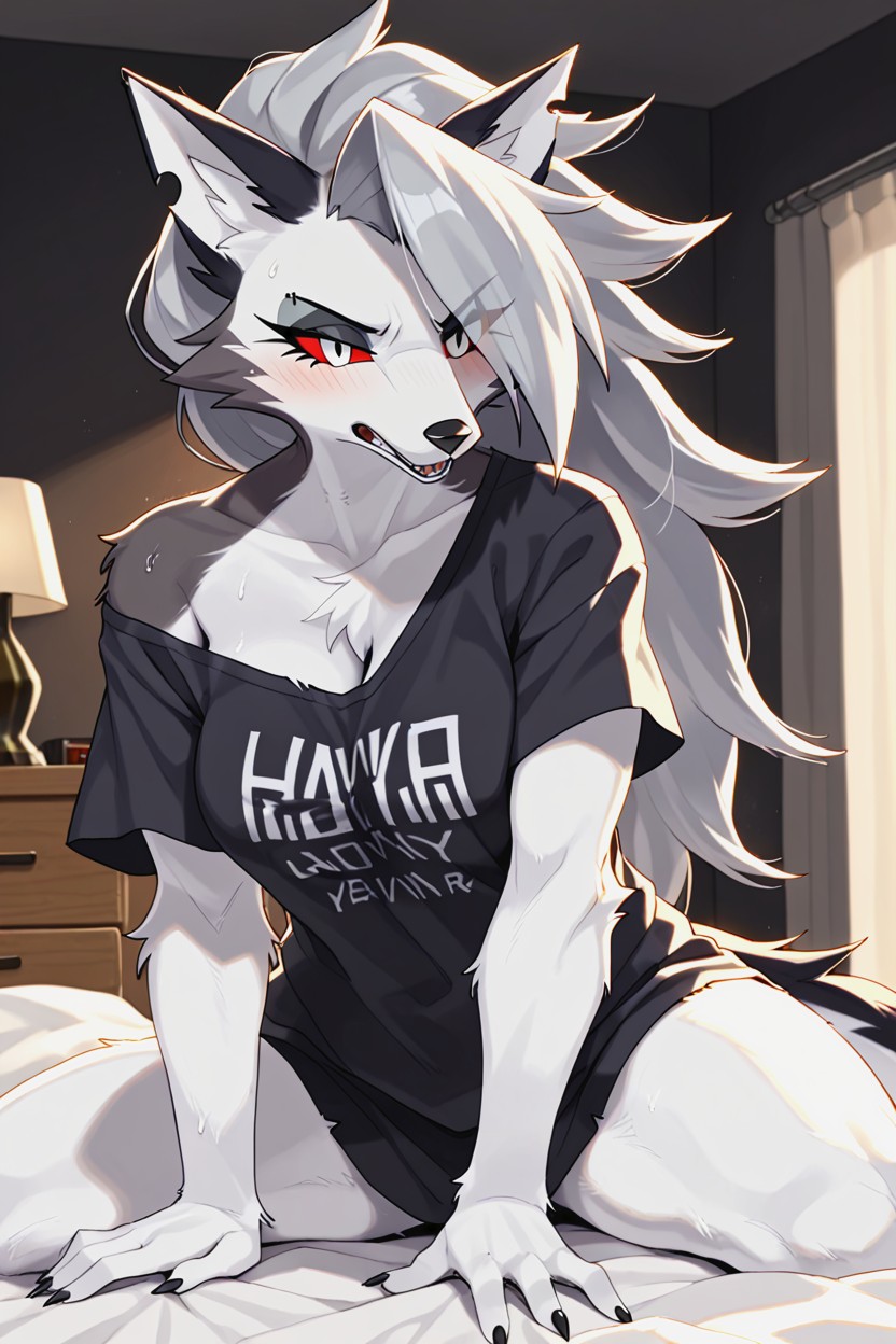 Strong Silhouette, Smooth Fur Transitions, On Bed Furry AI Porn