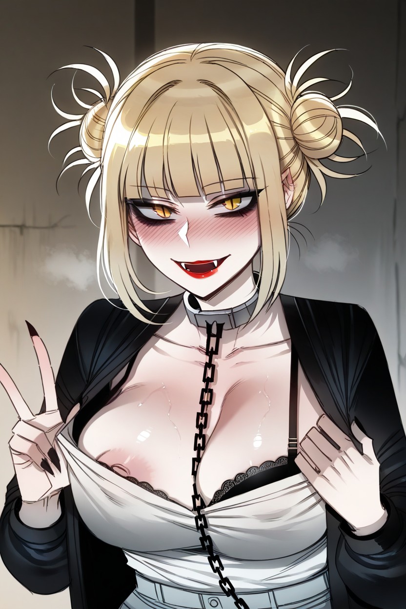 Bra, Twin Hair Buns, Nipple Slip Hentai AI Porn