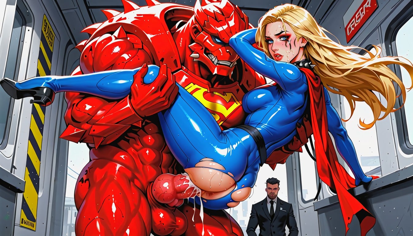 Supergirl, Giant Krogans From Mass Effect Stood Next To Her, Carry Sex AI Porn