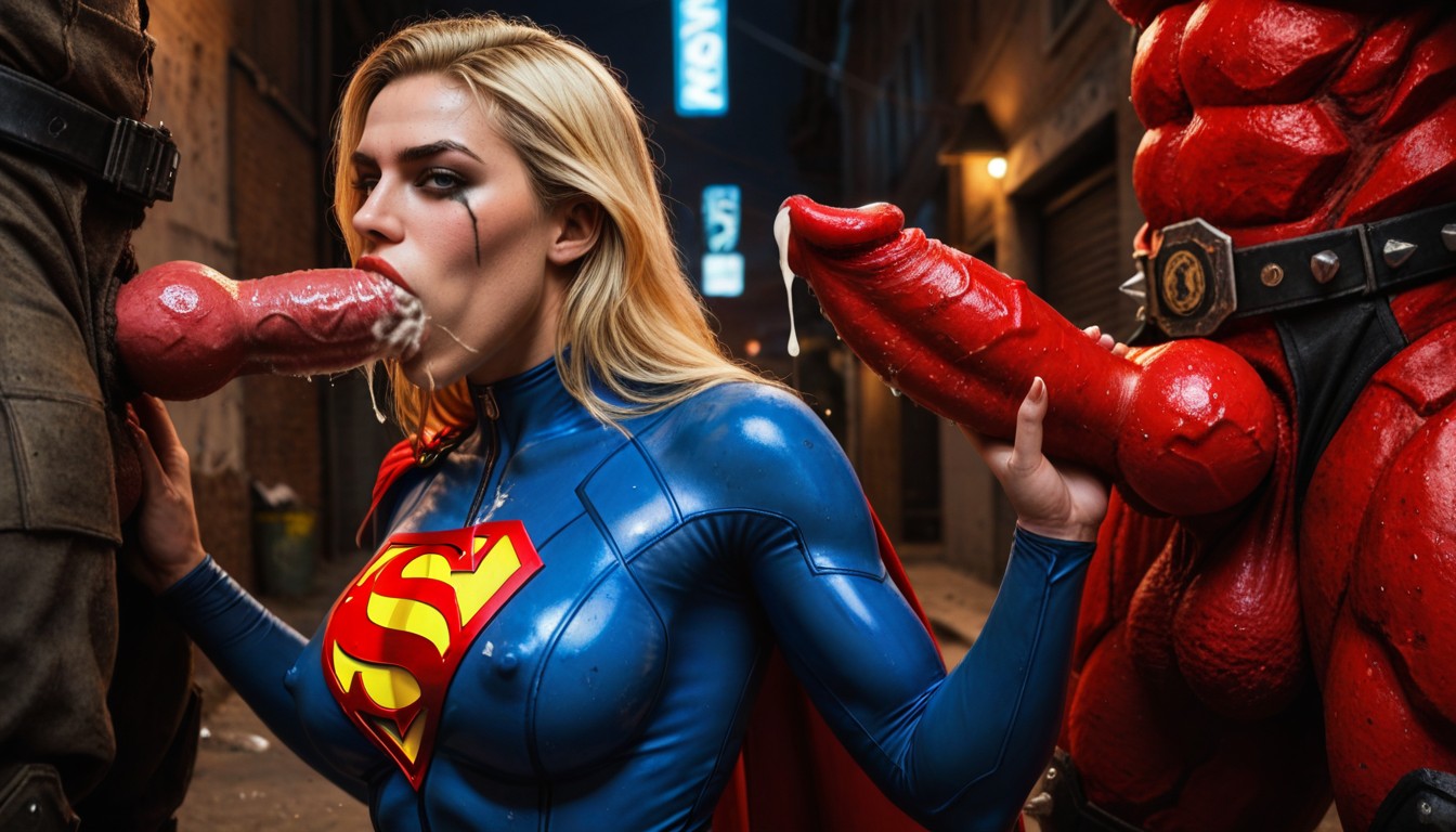 Hyper Thick Red Spiked Knotted Cock, Thick Lips, Full Lips AI Porn