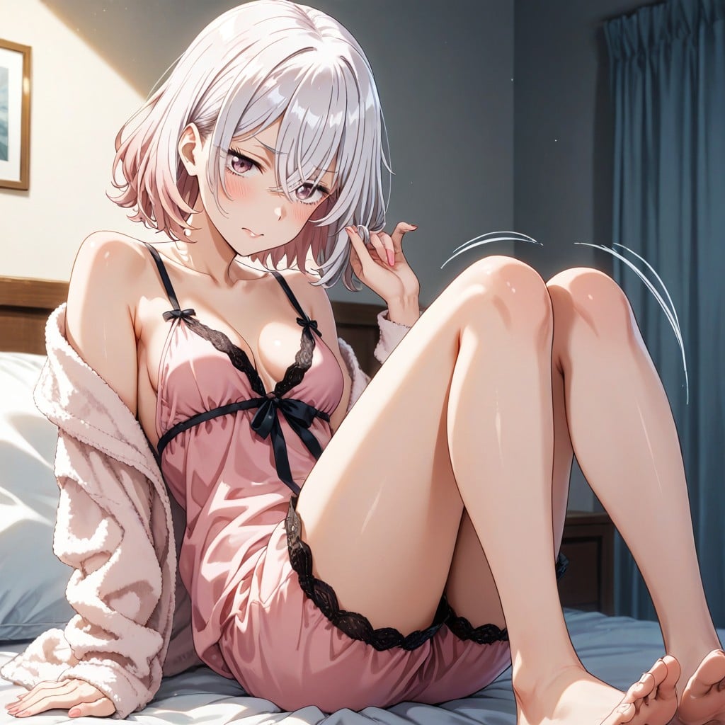 White Hair, Anime Coloring, Loungewear Hentai AI Porn