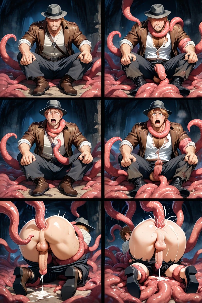 Tentacle Wrapped Tightly Around Neck, Safari Style Shirt, Sexy Poses AI Gay Porn