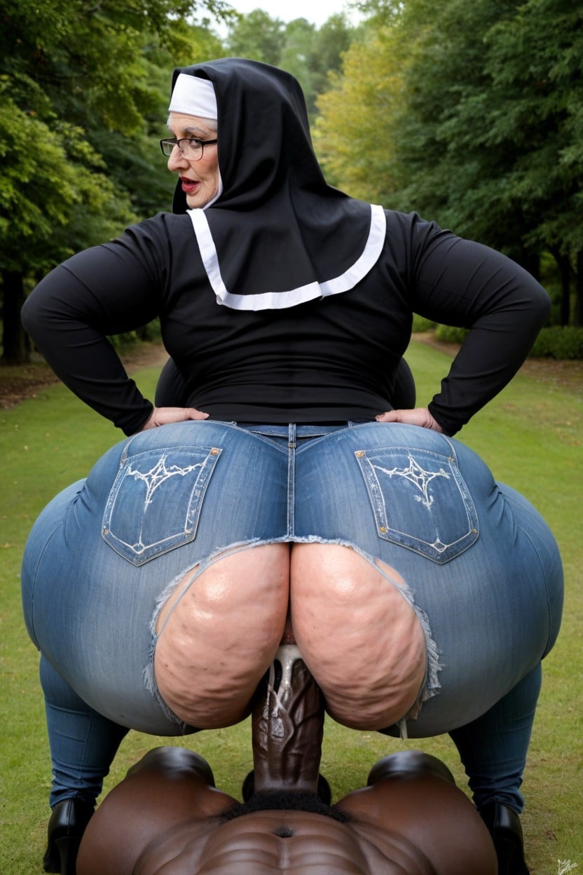 Super Big Pear Shaped Ass, Wearing Glasses, Giant Amazonian Ssbbw AI Porn