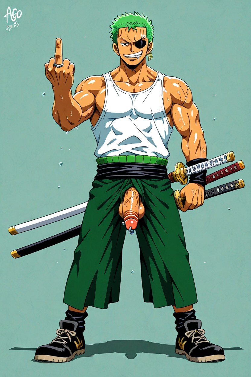 Detailed Eyes, Perfect Bodies, Zoro Tanned Skin AI Gay Porn