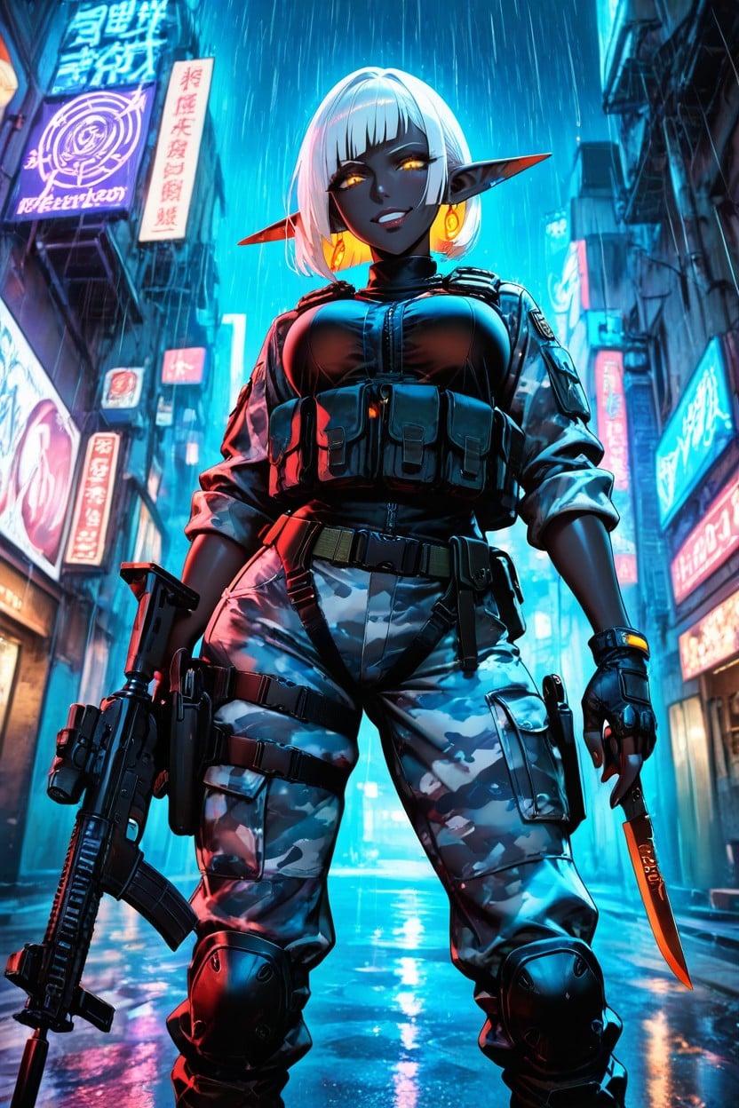 Seductive, Urban Camo Cargo Pants, Rolled Up Urban Camo Military Jacket Hentai AI Porn