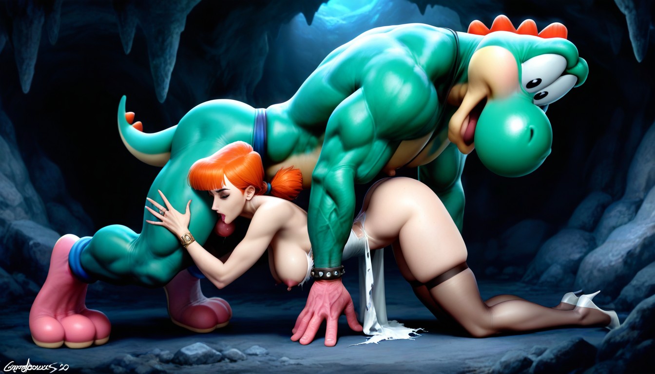 Cave, Extremely Beautiful Female, Full Body AI Porn