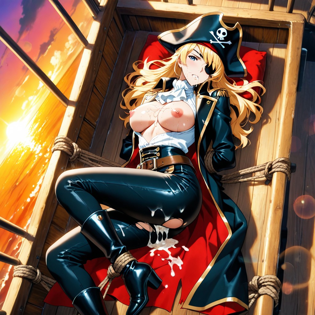 Hip Belt, Tricorn Hat With Pirate Mark, Furious Expression Hentai AI Porn