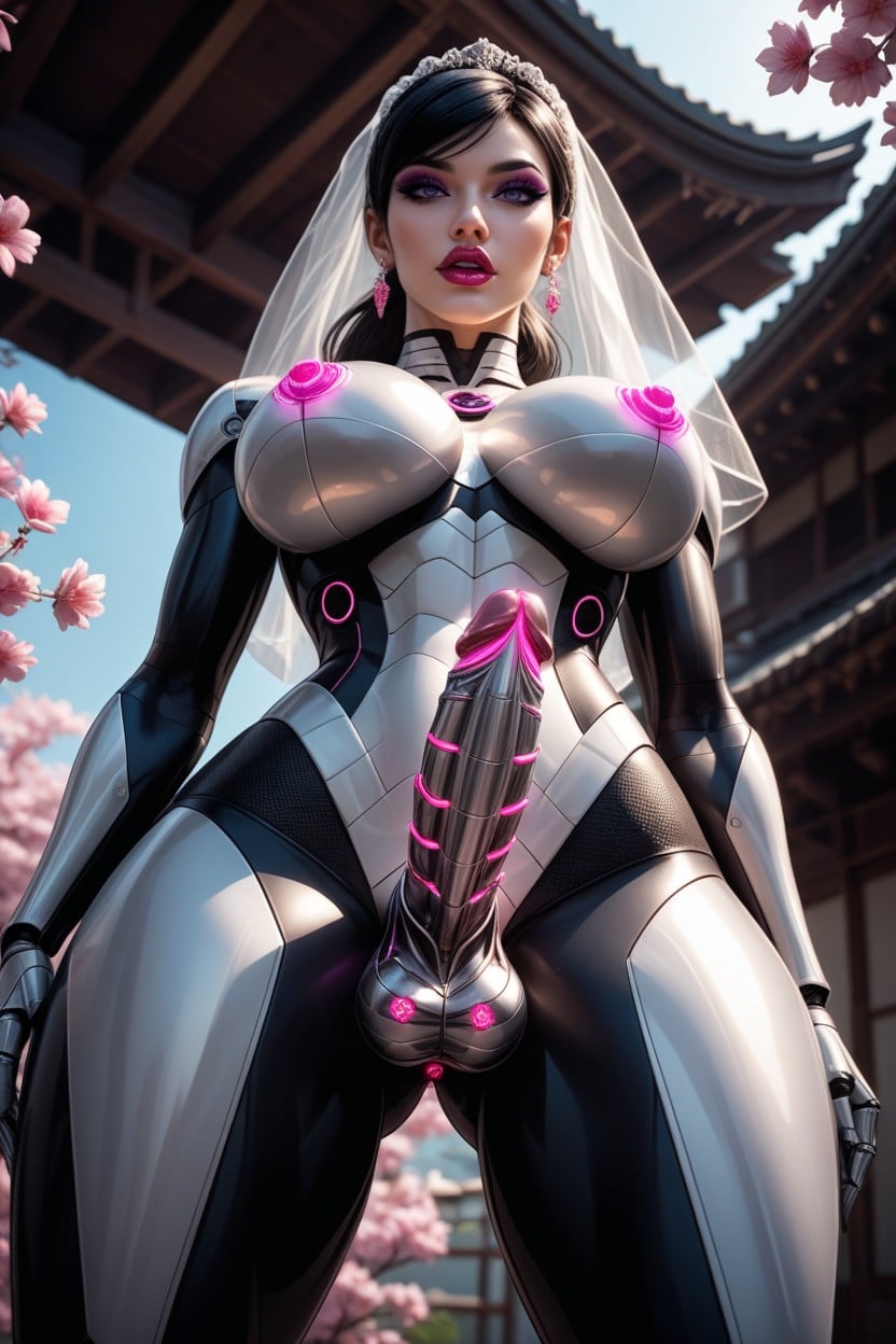 Small Ass, Her Puffy All Metallic Pussy Shines With Bright Light, Futanari AI Porn