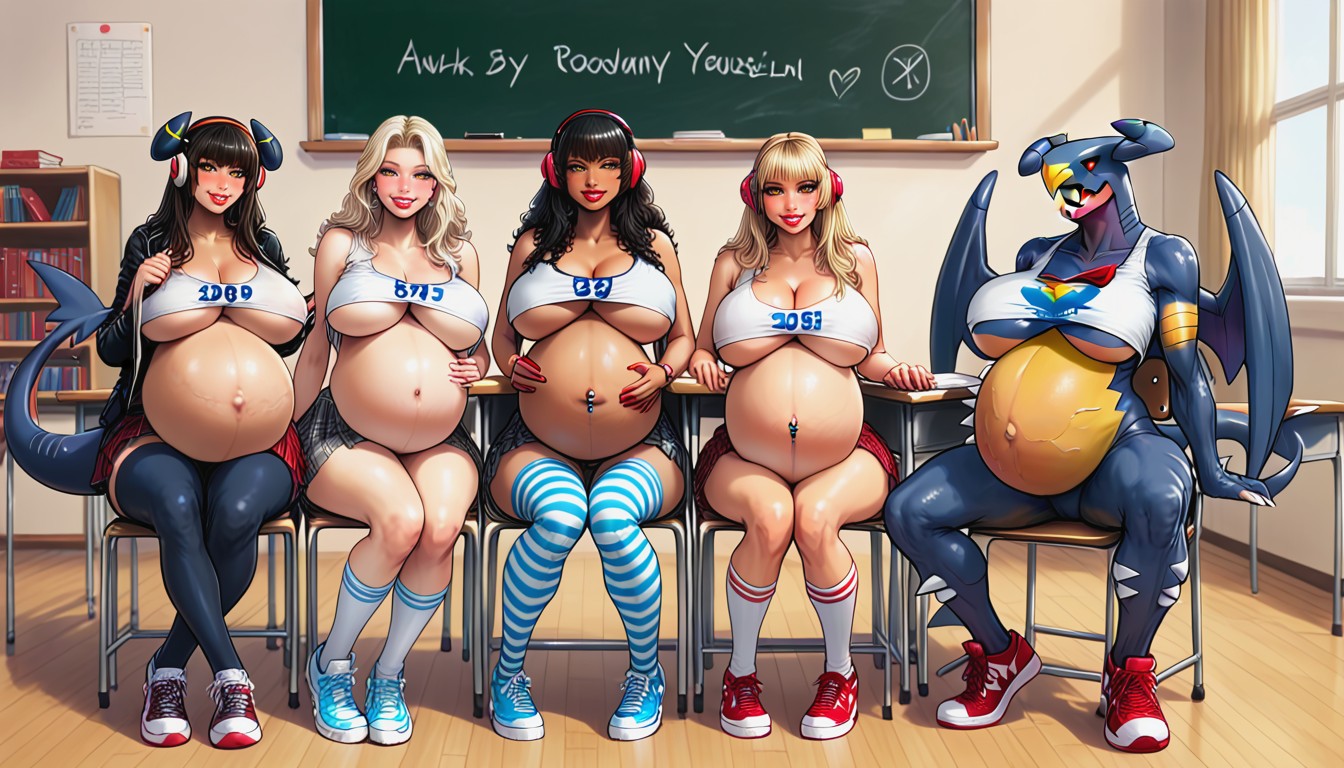 Pregnant, Harem, Perfect Massive Rounded Belly Hentai AI Porn