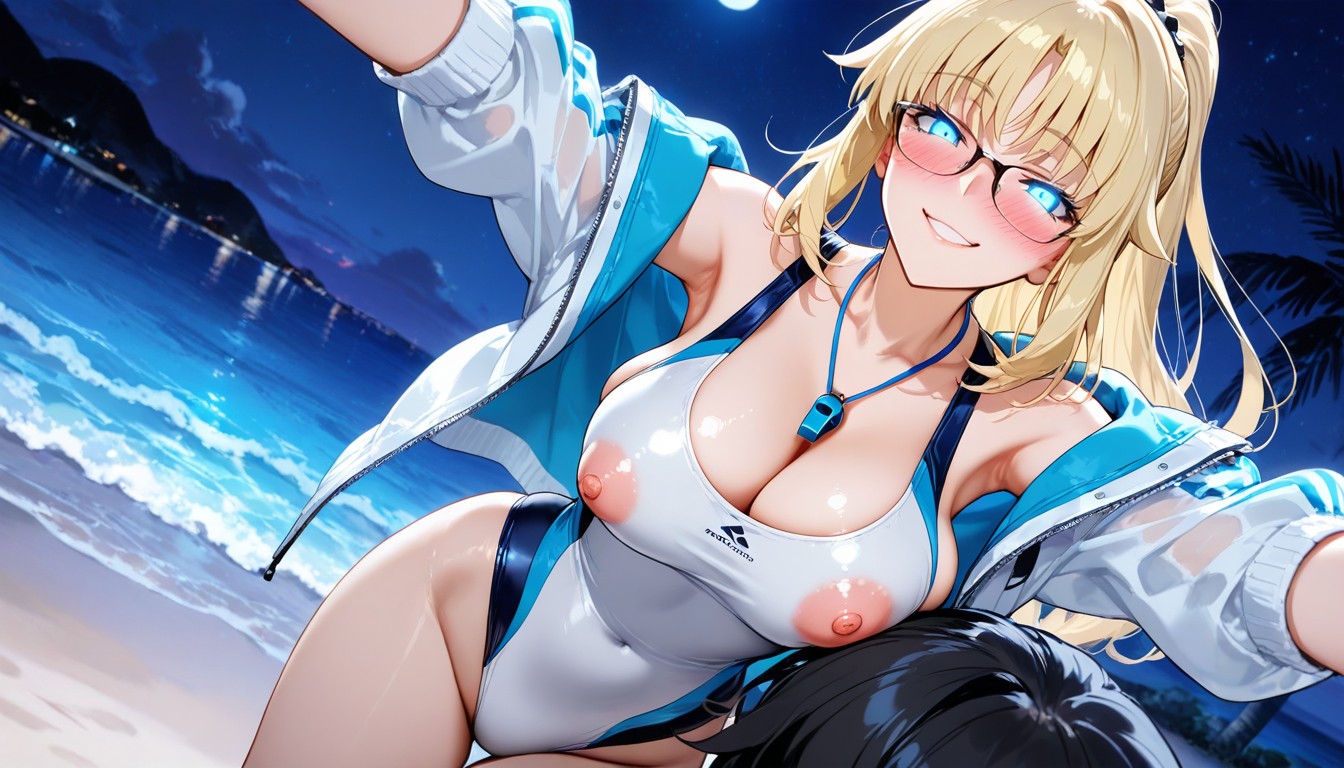 Very Long Hair, Holding Viewer, Wearing Glasses Hentai AI Porn
