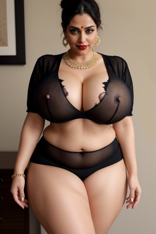 Long Erect Nipples, Secretary, Huge Hips AI Porn
