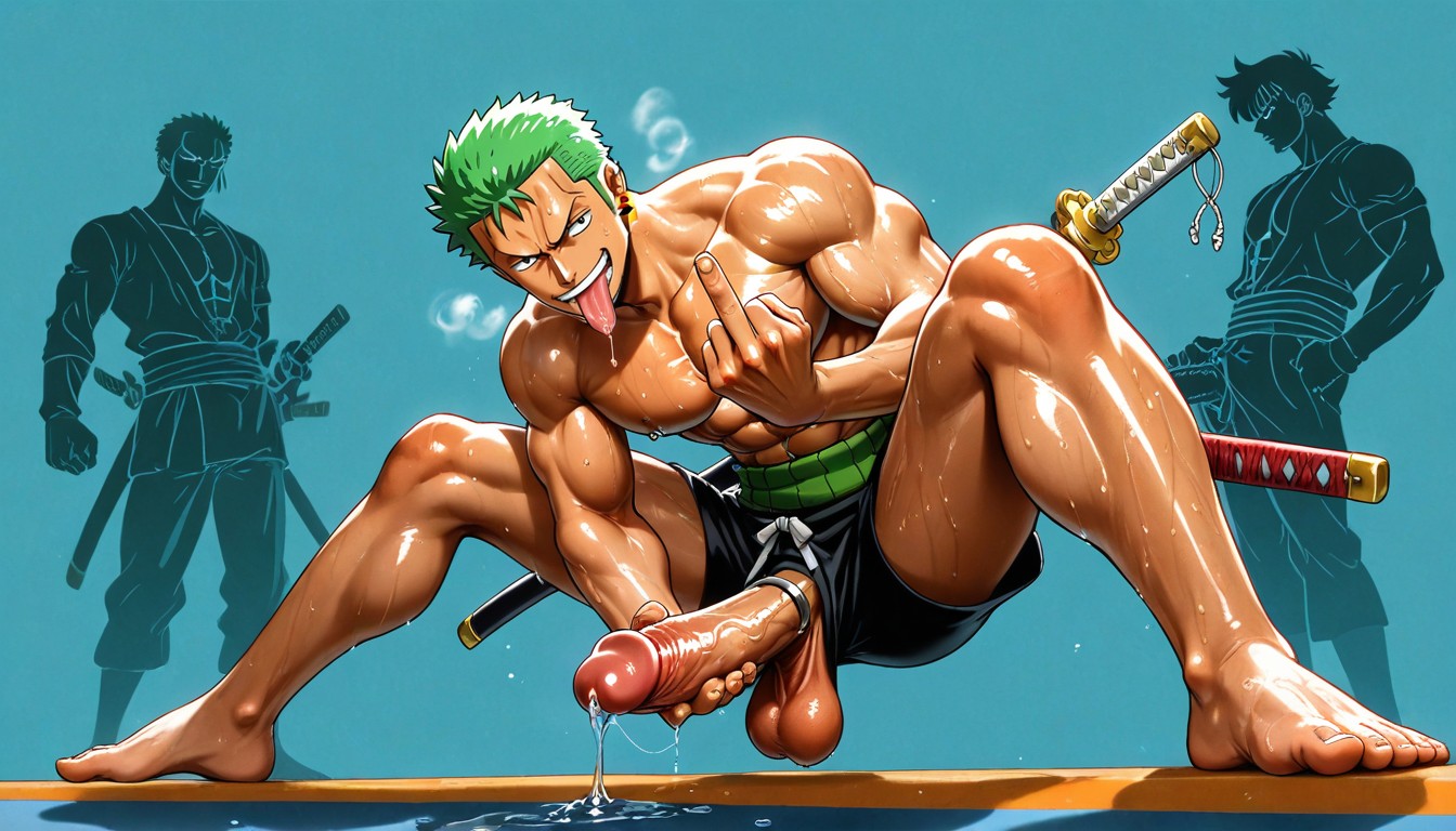 Zoro Tanned Skin, Detailed Eyes, 25+ AI Gay Porn
