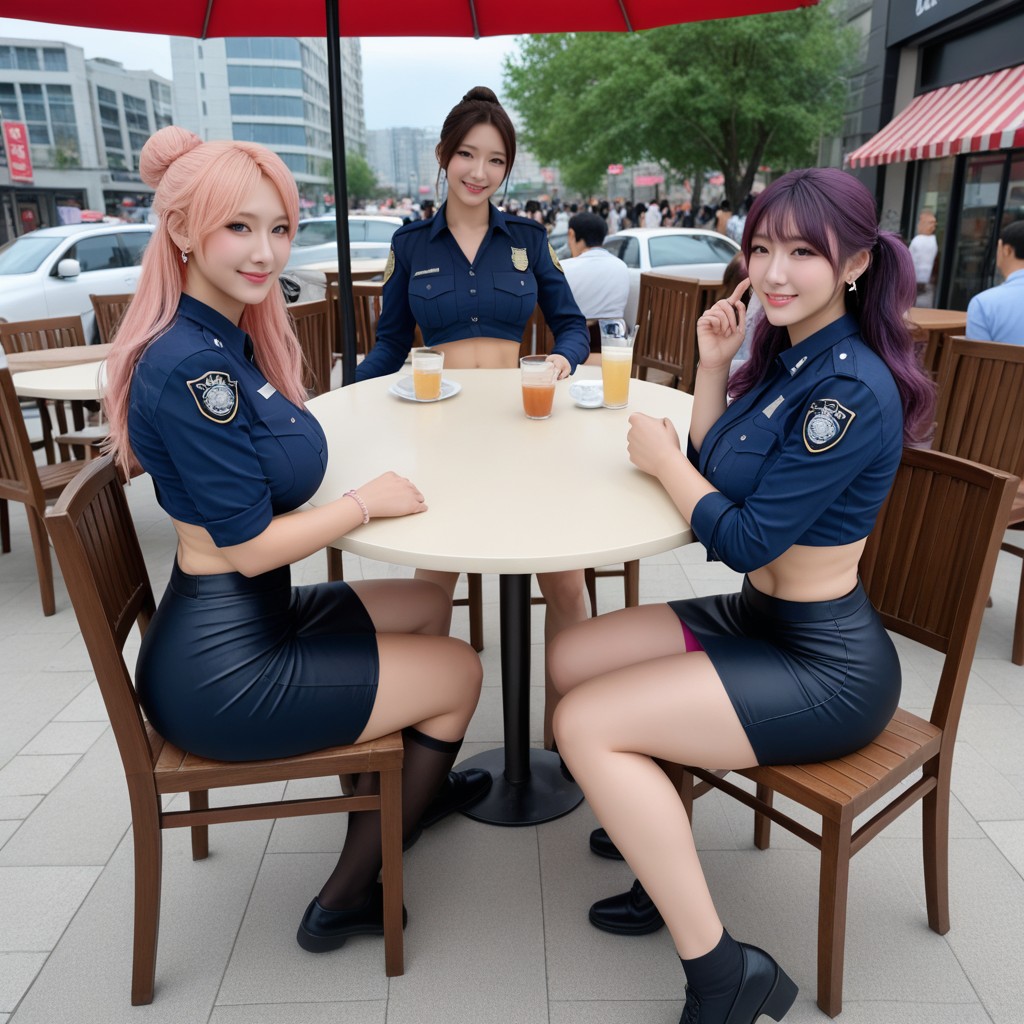 Bracelets, Night, Police Uniform Asian AI Porn