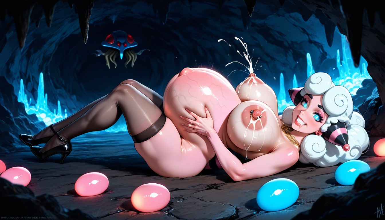 Jewelry, Rounded Breast, Long Eyelashes Hentai AI Porn