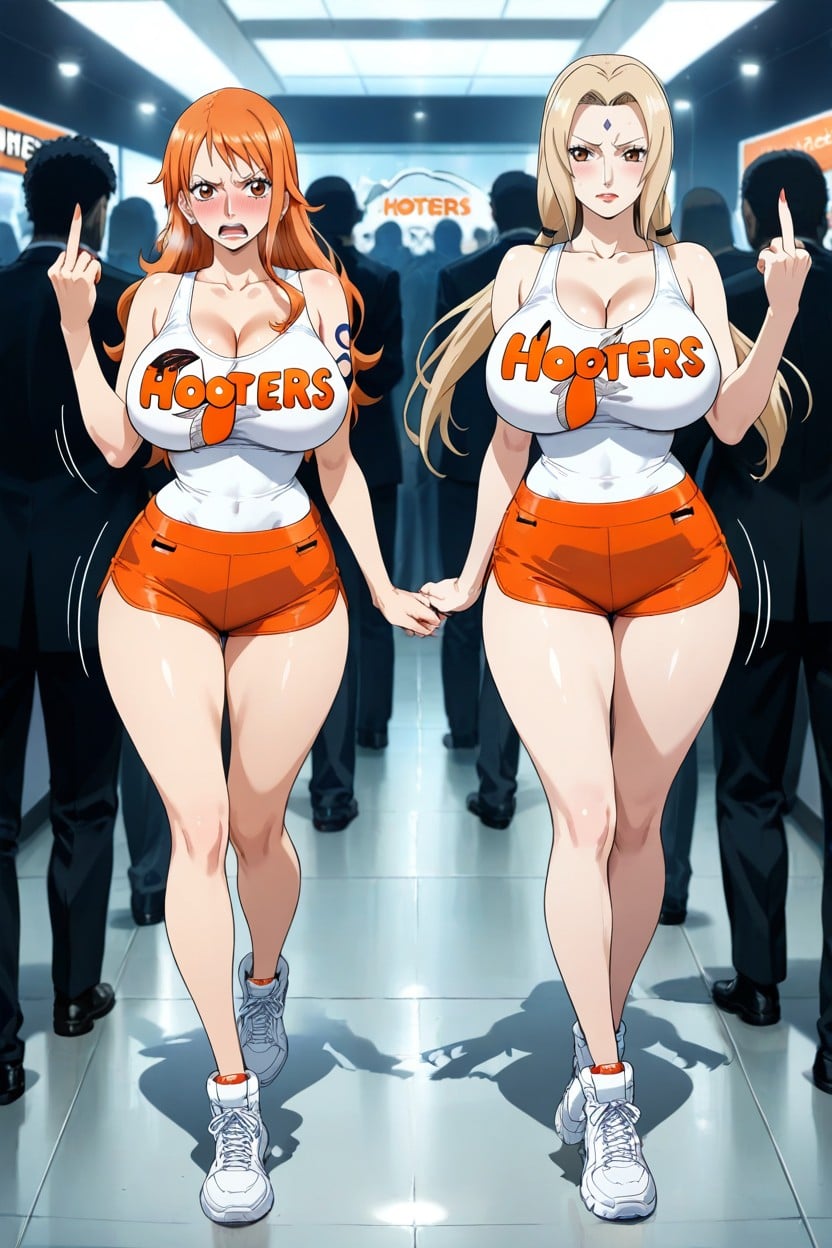 Polished Anime Style, Many Der People In The Background, She Not Enjoy Hentai AI Porn