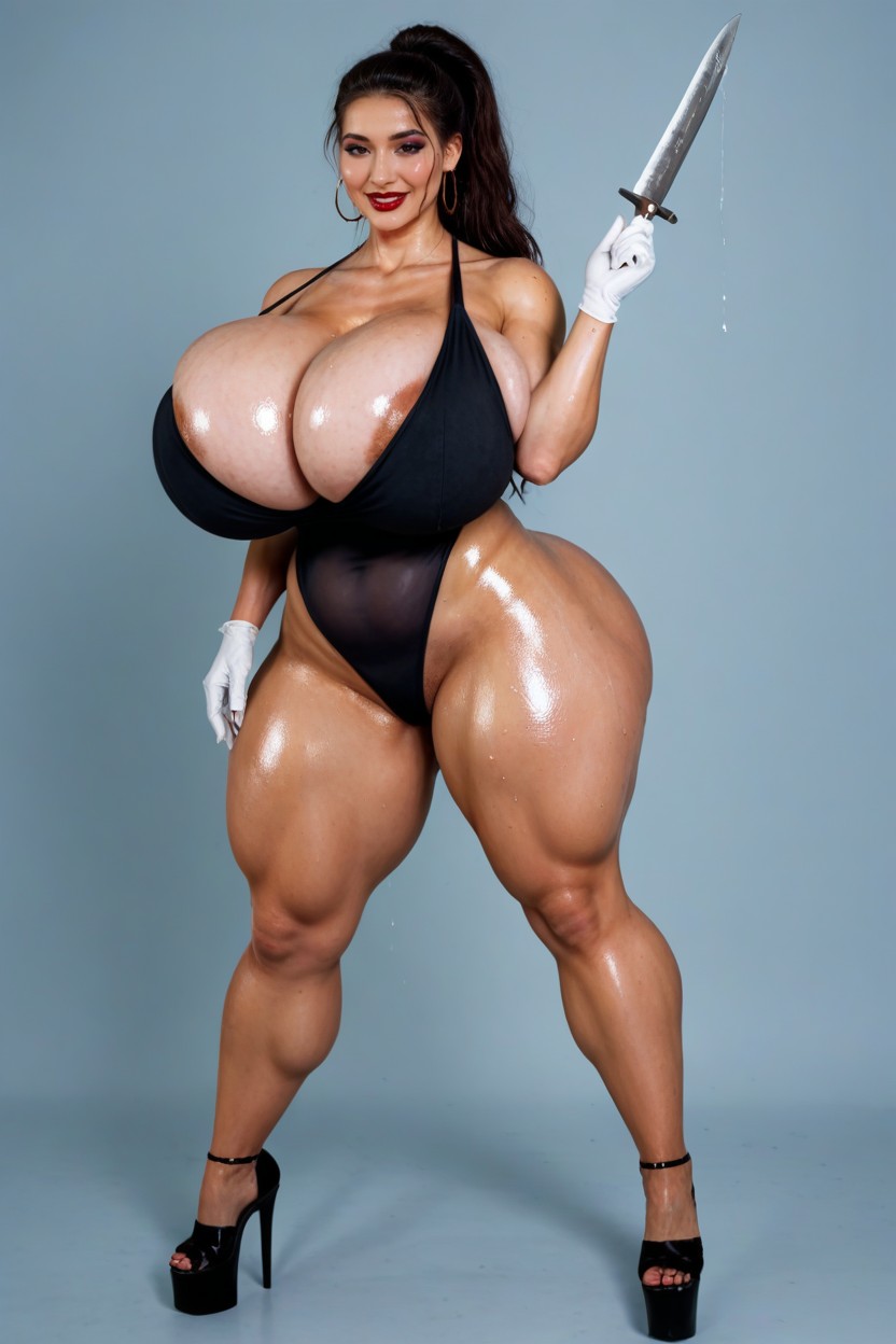 Huge Breasts, Evil Smile, Hyper Extreme Colossal Breasts AI Porn