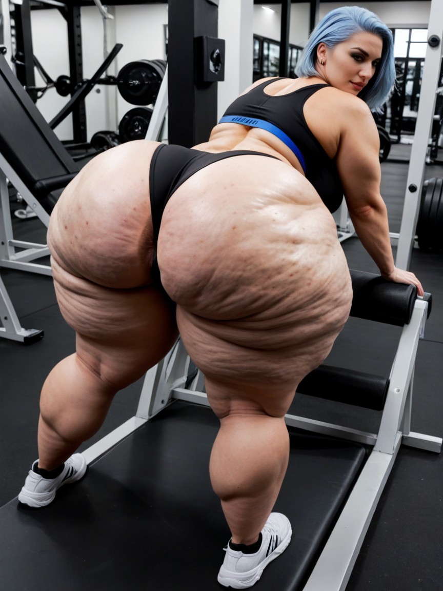 Spreading Ass, Very Short Hair, Bobcut AI Porn